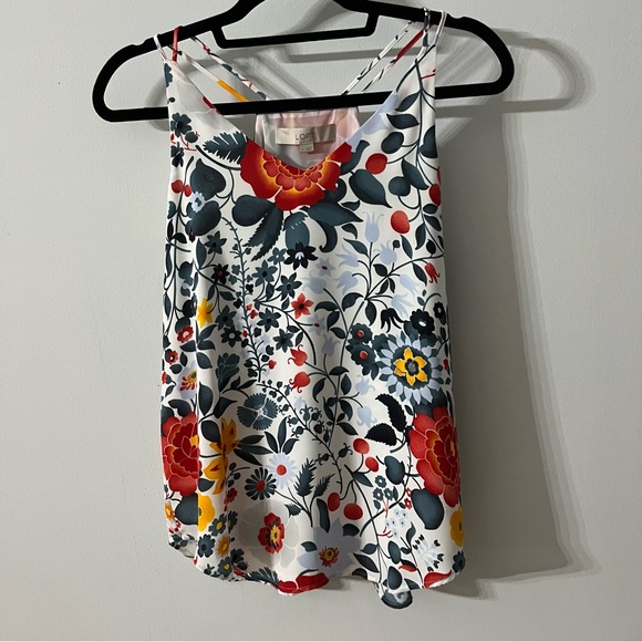 Loft Floral Double Strap Tank Blouse Size Small - Picture 1 of 8